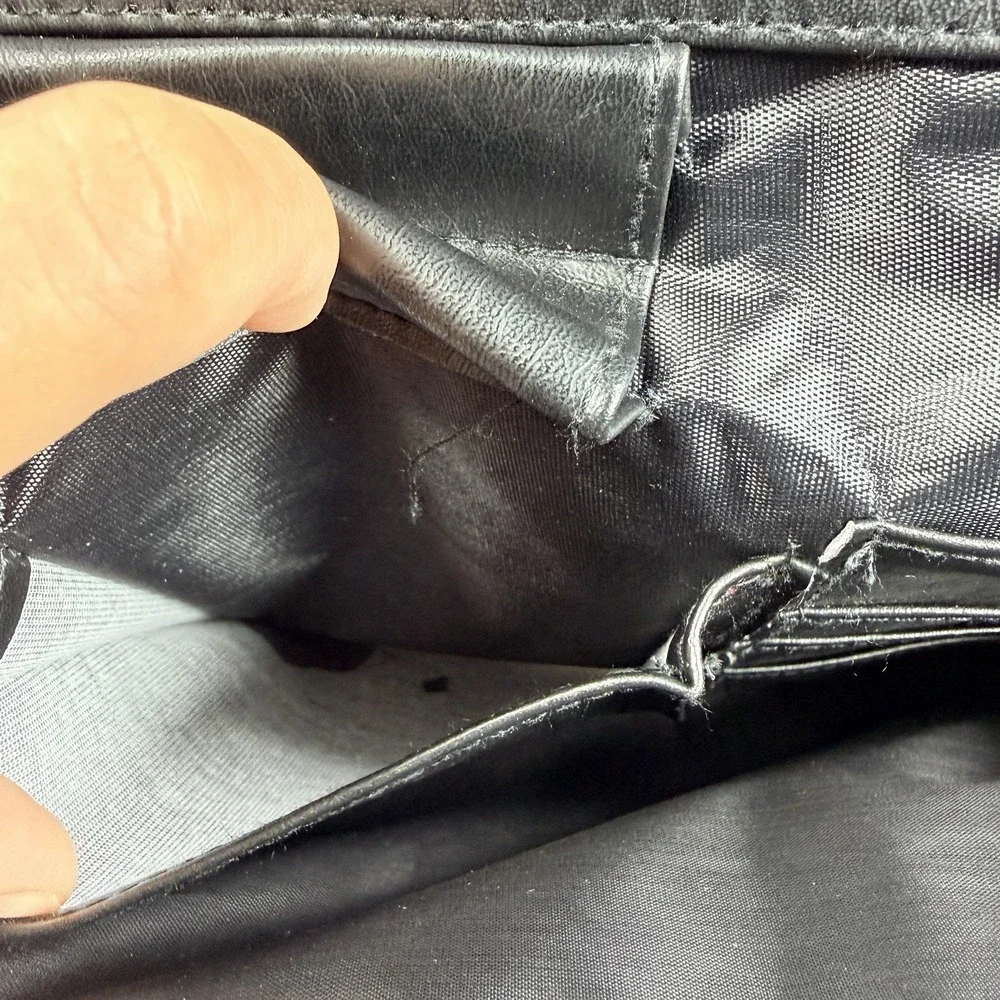 Unbranded Leather Laptop Bag Satchel Black Large Business Casual Shoulder Strap